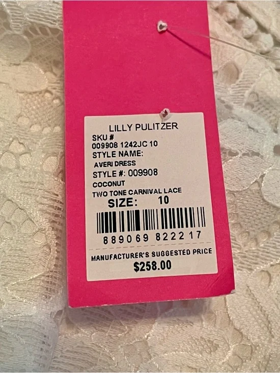 Lilly Pulitzer Averi Lace Dress Size 10 White Coconut Long Sleeve NWT - Picture 6 of 9